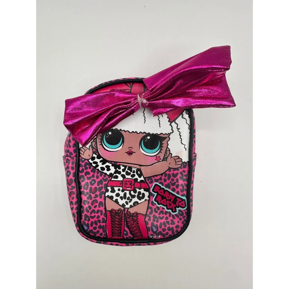 LOL Surprise Backpack Purse Pink Leopard Born to Rock Bow Small‎ Clip On